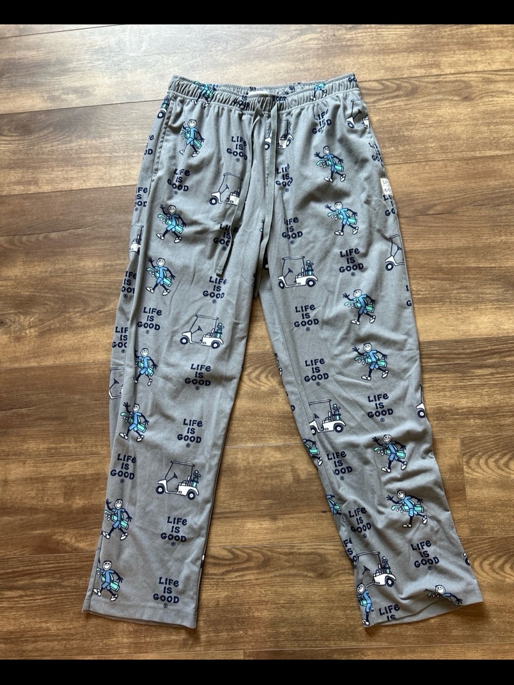 Life is Good Men’s Grey Golf-Print Pajama Pants
